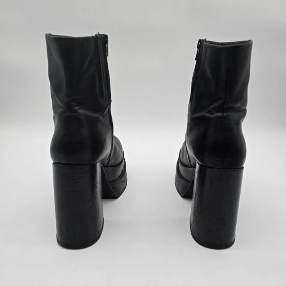Steve Madden Boots 10 Black Cobra Platform Combat Zip Chelsea Square Heel Chunky - Picture 3 of 9